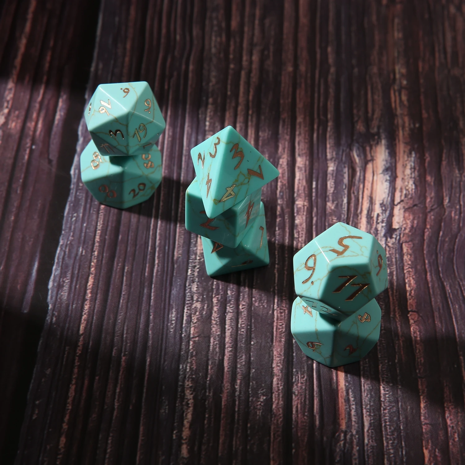 
Wholesale Turquoise exercise dice set polyhedral dungeons and dragons stone dice 7 pcs set font Z06 