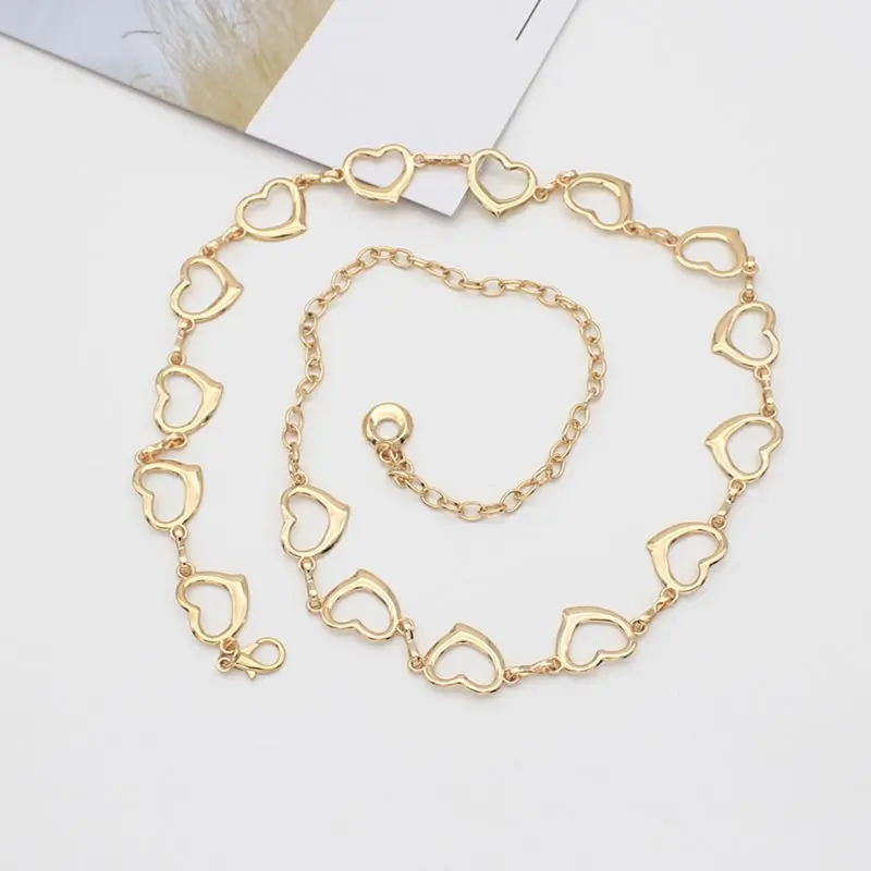 Популярное качественное золотого и серебряного цвета с цветочным принтом в форме сердца полые женские боди металлической цепью пояс для нижнего белья