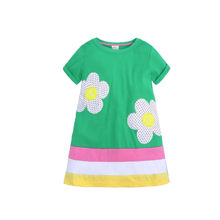 
Wholesale summer new kids clothes short sleeve flowers printed casual girls dress 