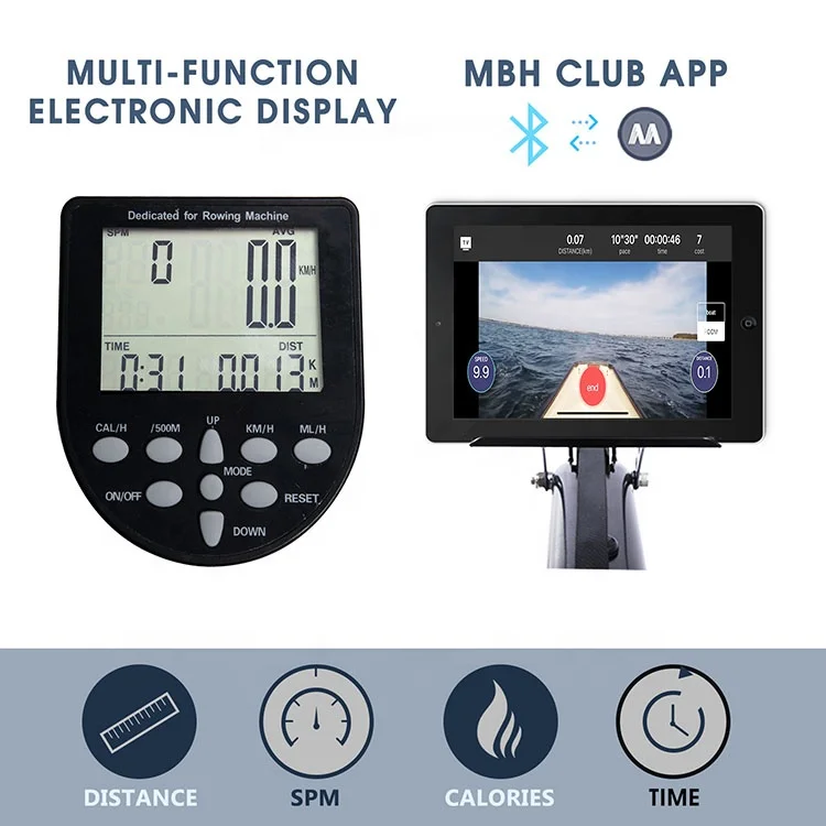 Innovative products Silver/Matt Black Steel Water Rowing Machine Use Home