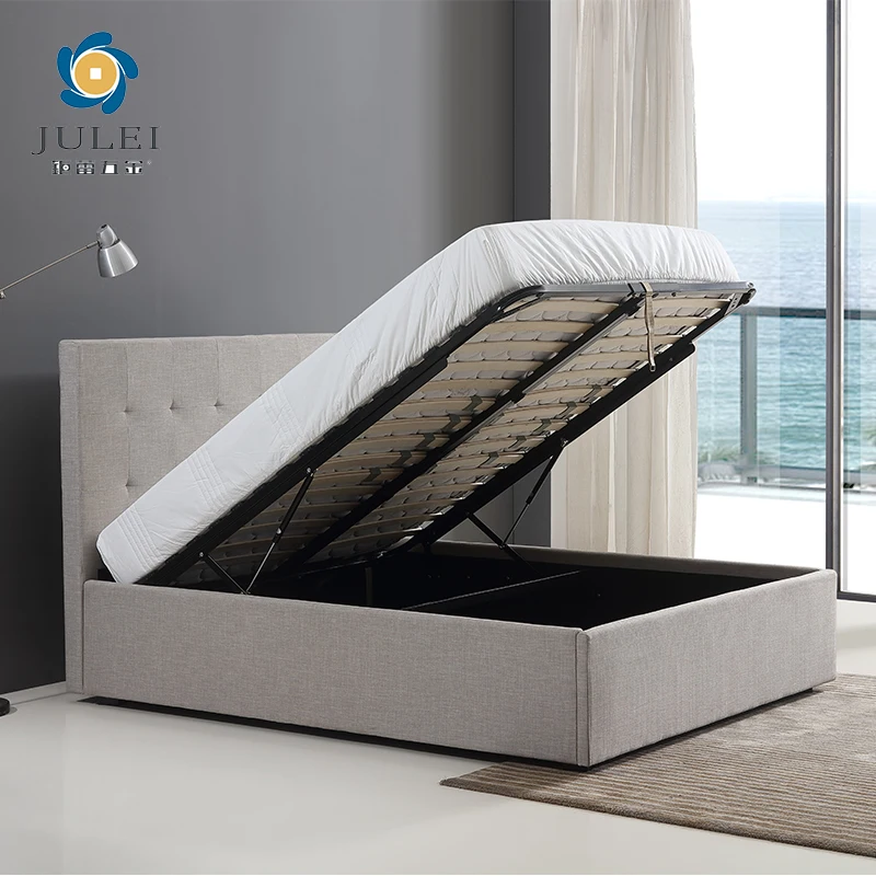 Bed Frame With Iron Metal New Product Factory Direct Sell High Quality Queen Size Hydraulic Gas Lift Storage King Bed Frame