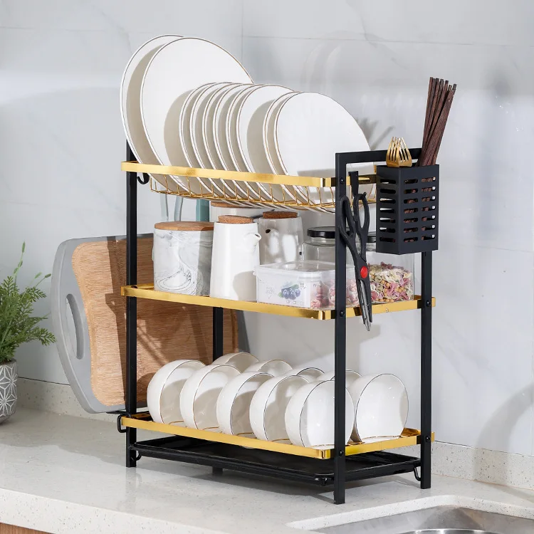 Multifunctional Kitchen Utensils Dish Racks Stand with Cutlery Holder for Dishes Knives Spoons