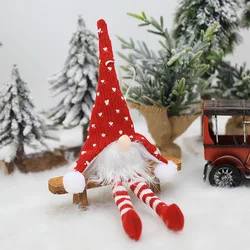 (Without battery) Christmas Decorations Glowing Led Light Santa Gnome No Face Plush Long-legged Forest Man Doll Elf