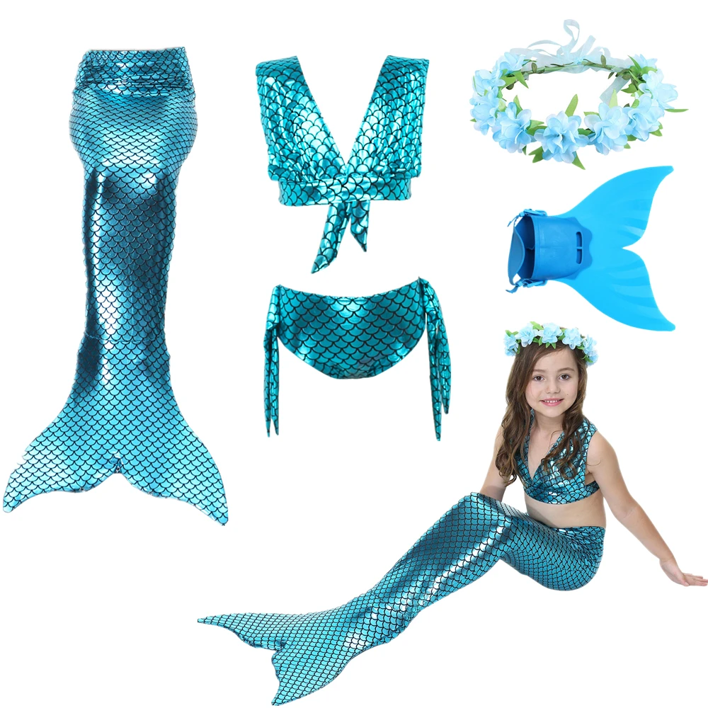 
2021 Children Swim Suit Little Mermaid Tails For Swimming Costume Cosplay Girls Swimsuit Kids Child Swimwear Bikini Suit 