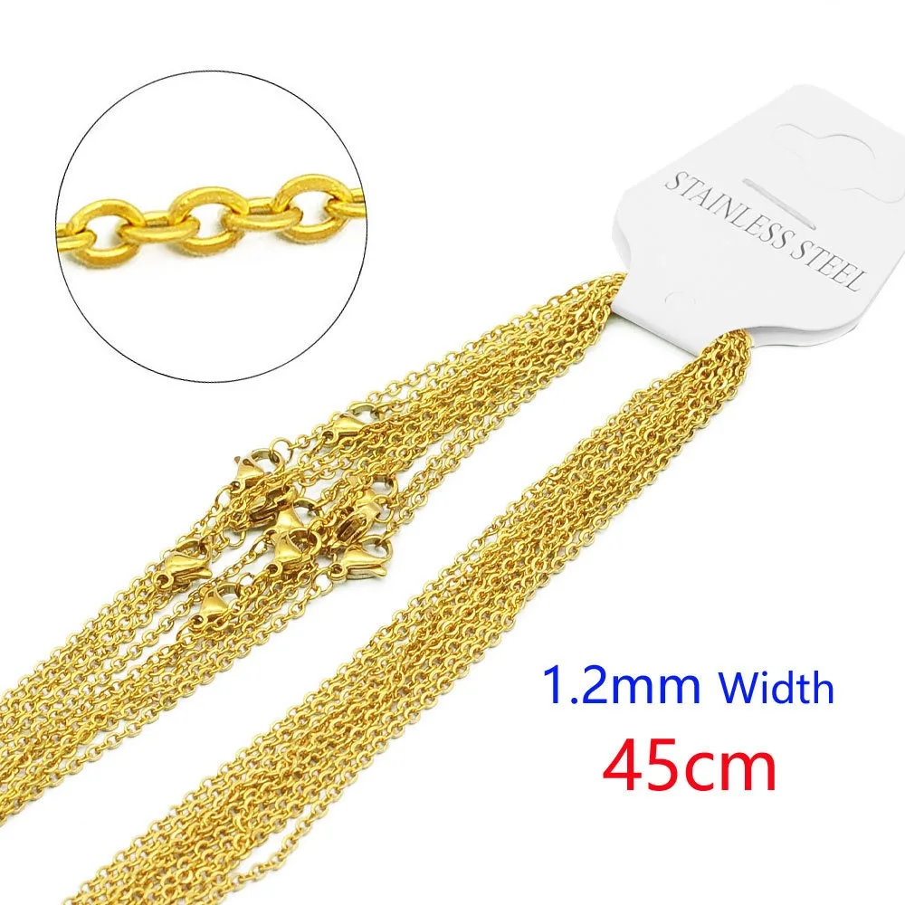 Necklace Chain Stainless Steel Link Cable Chain Necklace with Lobster Clasps for DIY Jewelry Making 18inch Gold Silver