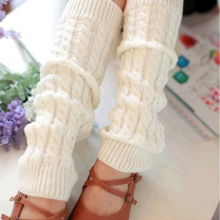Wholesale Winter Warm Cable Knit Loose Socks Knee High Long Leg Warmers For Women
