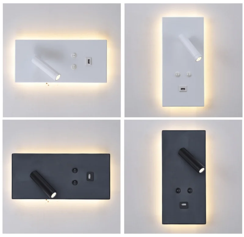 Wall Lamp Hotel Headboard LED Reading Wall Light Modern Painting Copper with USB Socket RD-L0002 Hotel Designer Favourite Choice