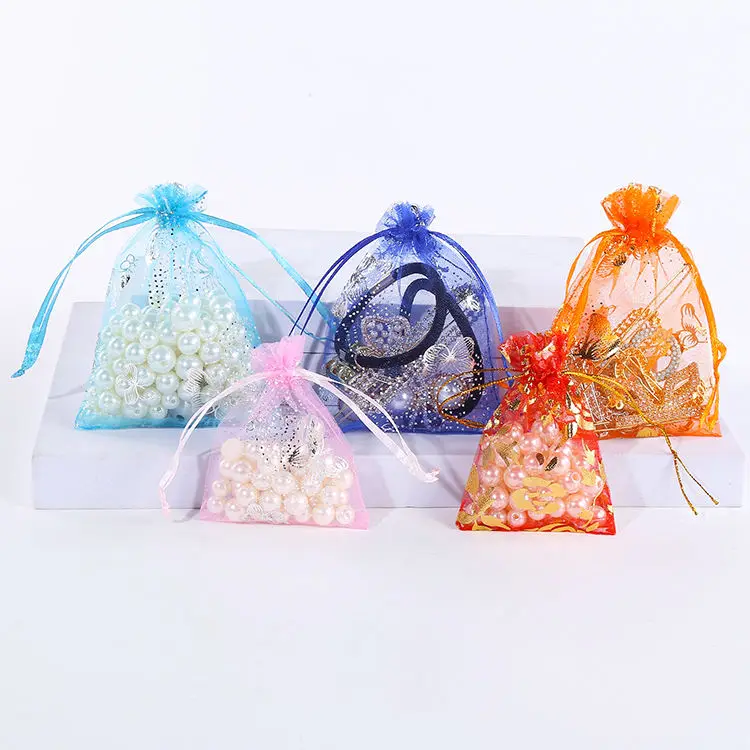 customizable  Organza Pouches Bags 10X15 For Gift Bags Custom Multicolor Pink Drawstring Bags