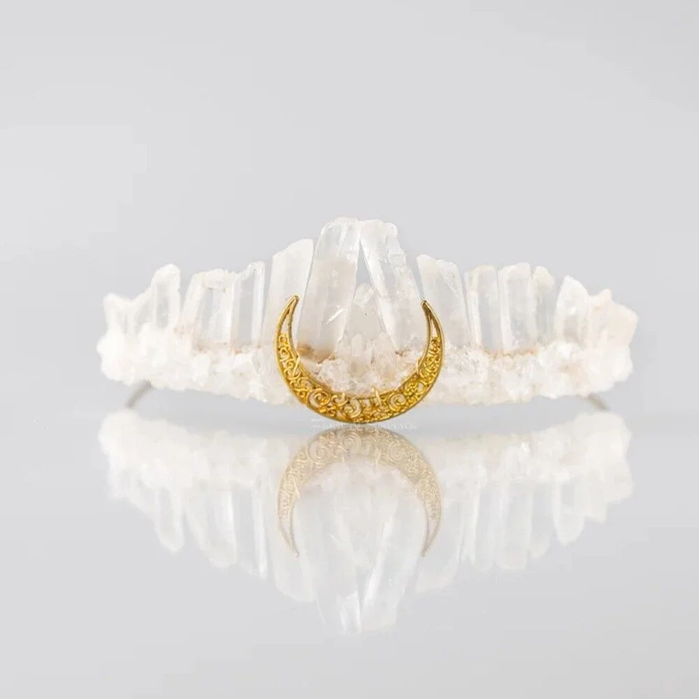 natural raw crystal quartz  crown tiara