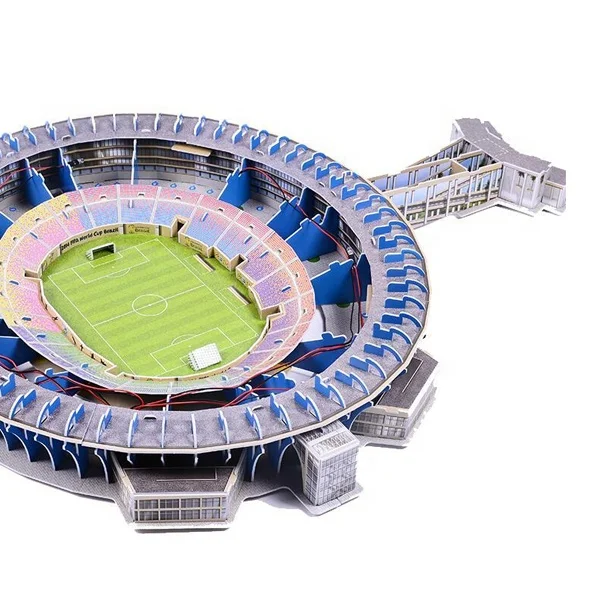 Nice design 168pcs paper EPS 3d football stadium puzzle with LED light