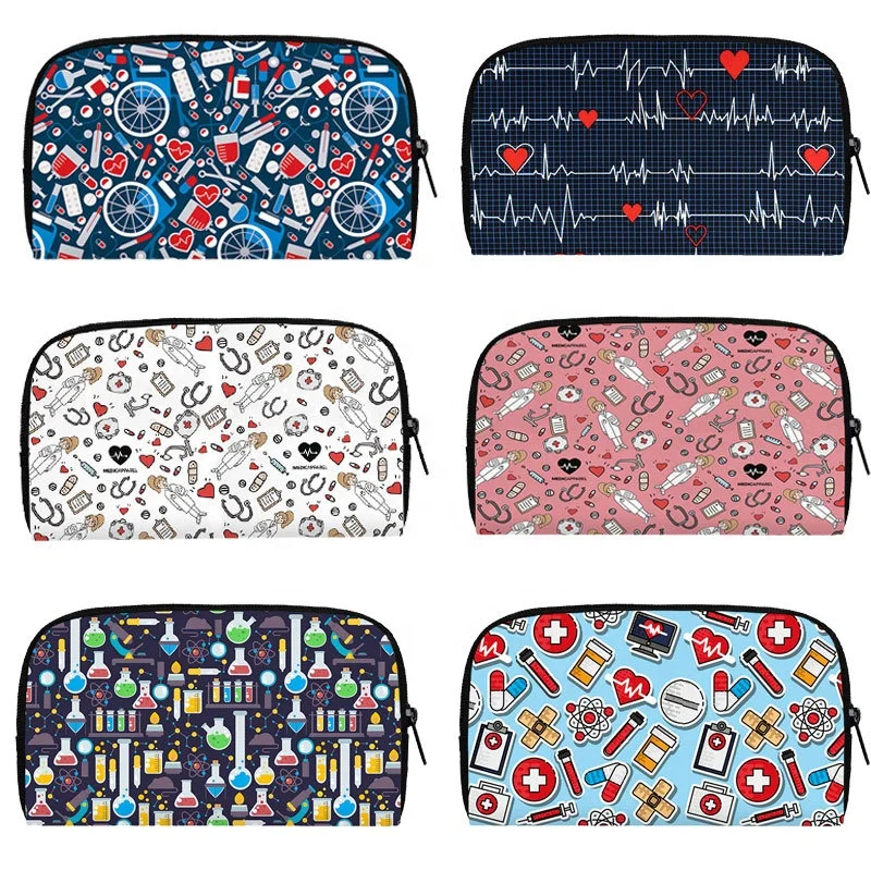 Nurse Gift Doctor Nurse Coin Purse black doctor nurse magic medical Syringe Ladies ECG  Women Long Big Wallet Bag