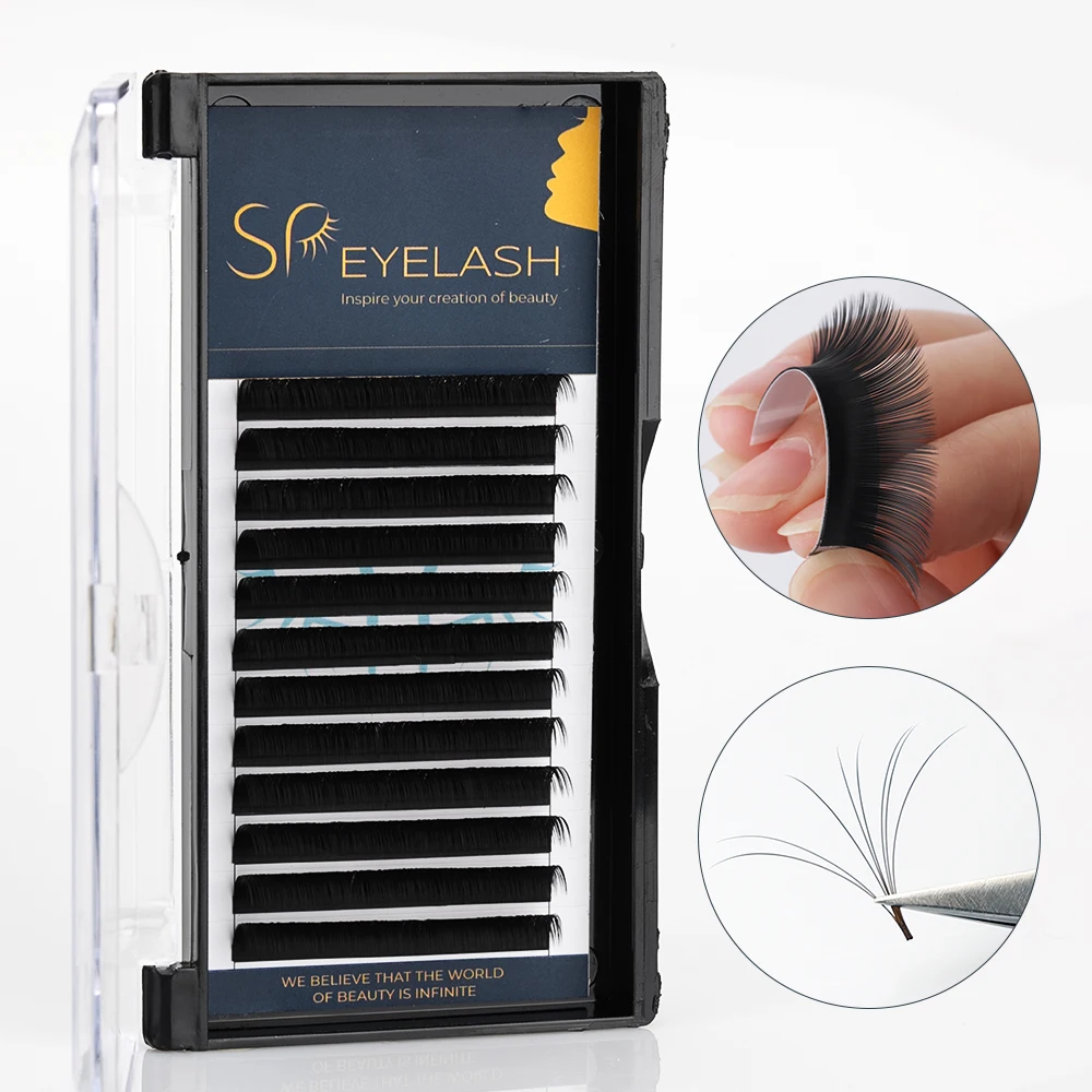 Black Mega Volume Eyelash Extension Soft Faux Mink Lashes 0.03 0.05 0.07mm Private Label Lash Tray