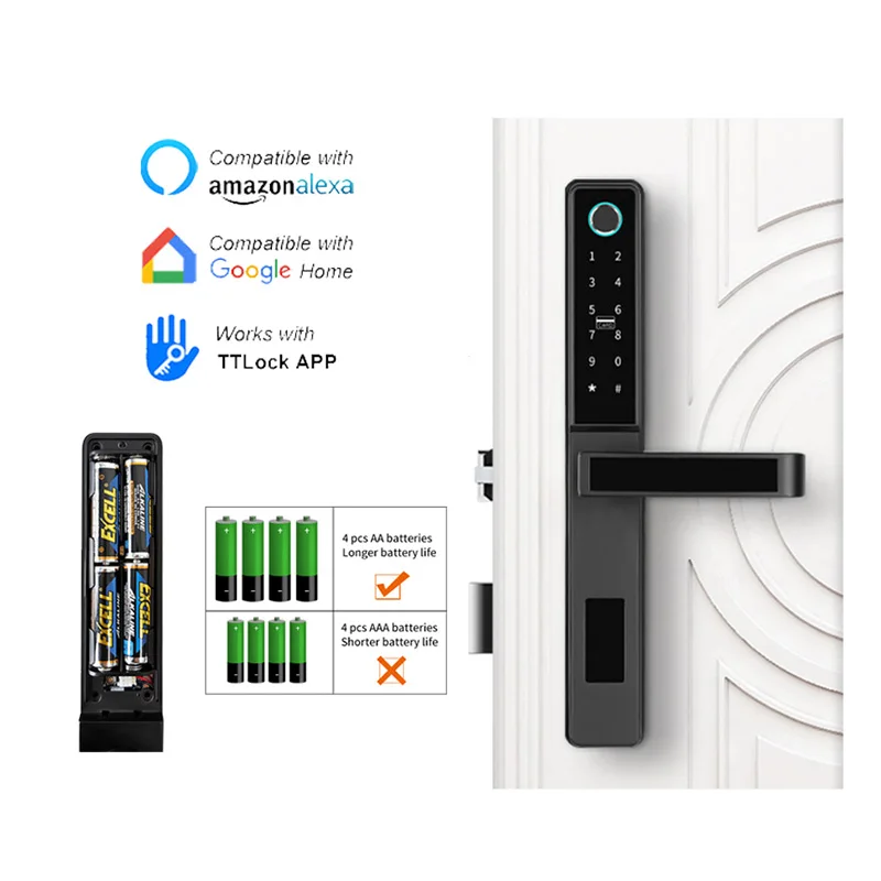 European Standard Aluminium 3585 mortise Digital Smart Door Lock Tuya App Fingrint Lock
