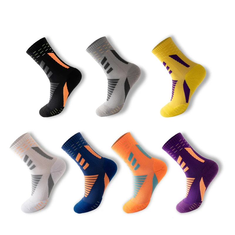  Striped colorful custom logo sport socks breathable gym men crew athletic oem