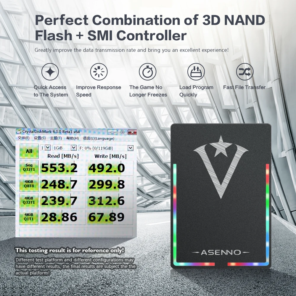 Жесткий диск Asenno ssd 120 ГБ 240 128 2 5 дюйма RGB светящаяся серия
