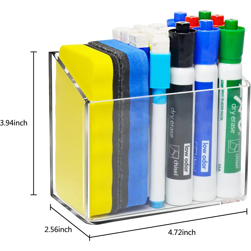 Two Compartments Clear Desk Organizer Storage Acrylic Magnetic Pencil Pen Nail Art Brush Pen Display Holder Stand For Office Hom