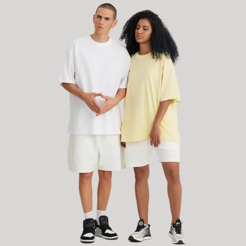 Manufacturer 245 GSM Blank Box Tee Shirt Boxy Fit Crop TShirt Oversized Heavyweight 100% Cotton T-Shirt Men