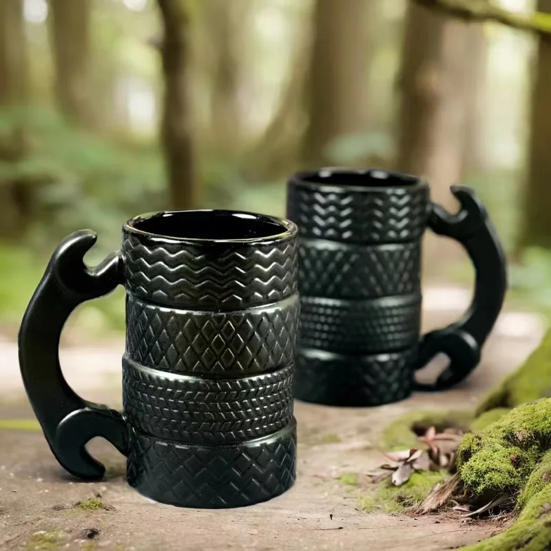 Custom logo new arrival creative wrench handle design ceramic coffee tea mug for gift