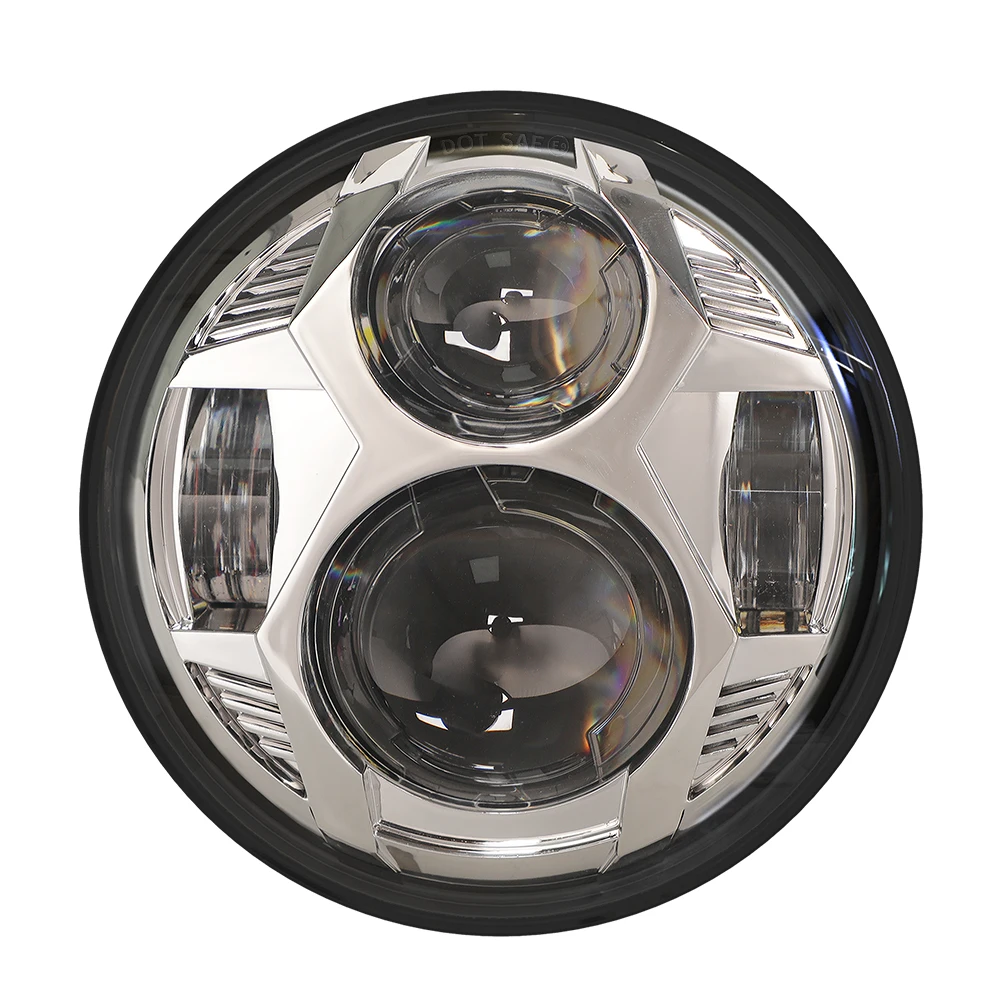 LED H4 Motorcycle Projector Headlight 75W 5 3/4 Round Headlight for Harley Davidson