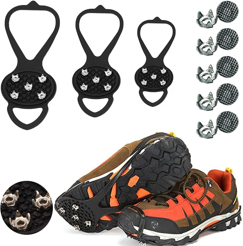 Outdoor Silicone Anti Slip Ice Shoe Boot Grips Elastic Crampon Snow Spikes Traction Cleats Studs crampon
