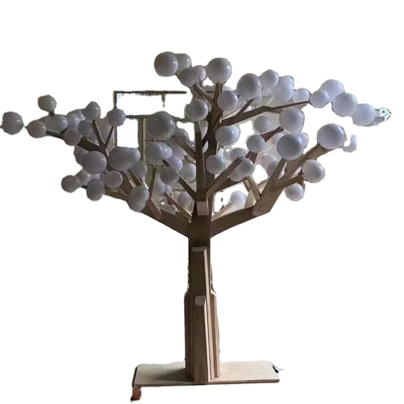 Artwork Tree With Light Interior Decoration Wood Sculpture  for indoor public space lobby Art Museum Business Center