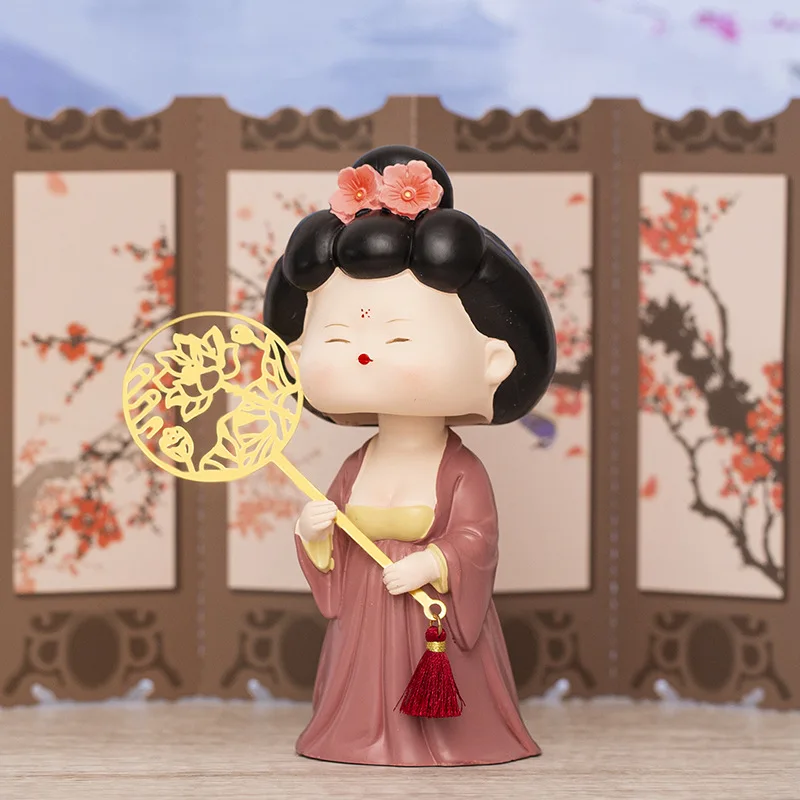 Chinese historical figure modeling shaking head doll car mounted shaking head ornament resin handicraft