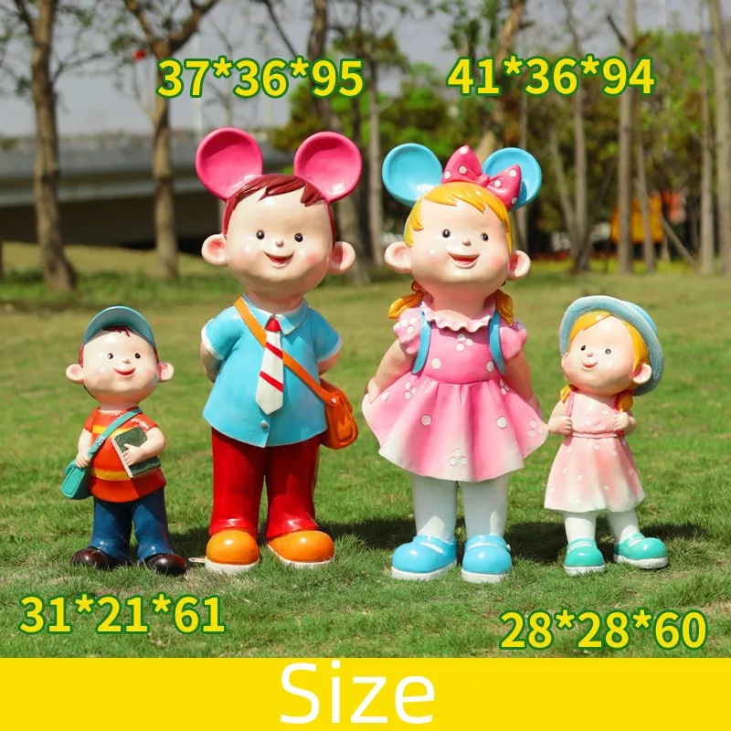 Customized 3D Cartoon Child Resin Sculpture Giant Children Fiberglass Outdoor