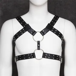 Fetish Gay BDSM Leather Chest Harness Men Adjustable Sexual Body Bondage Cage Harness Belts Gay Clothing for Adult Sex