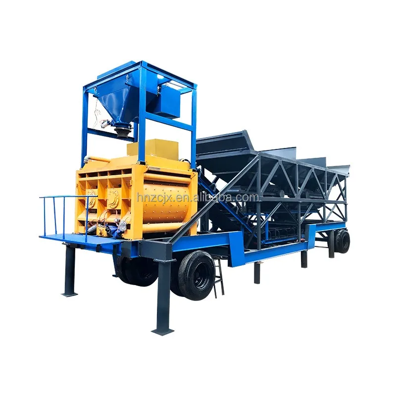 Large Capacity Ready Mixed Concrete Mixing Station 75M3 Automatic Control Twin Shaft Mixer Mobile Batching Plant For Sale