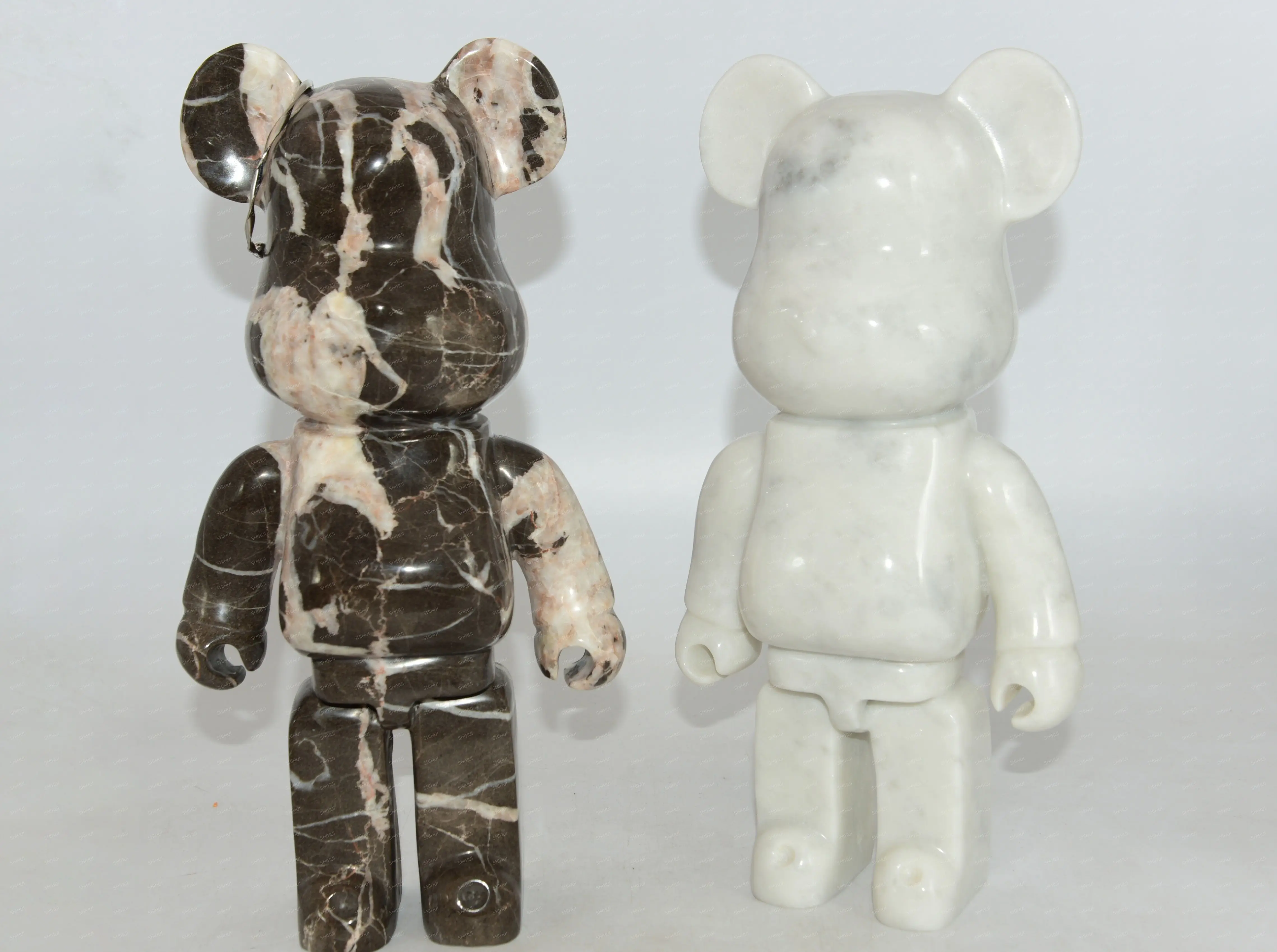 SHIHUI Decorative Customized Marble Homewares Handmade Curve Crafts Violent Bear BearBrick Statue Ornaments Bear Sculptures