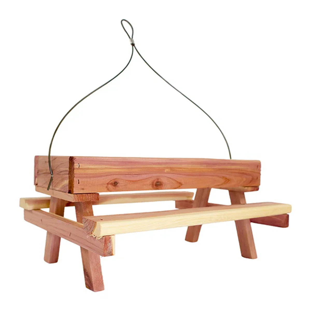 WILDMX Handmade Outdoor Natural Garden Hanging Bird Feeder  Cedar Picnic Table Feeder