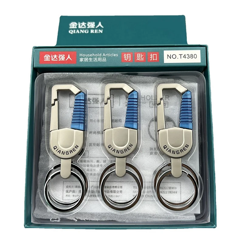 Wholesale Stylish Hook Locking Silver Metal Carabiner Double Ring Hook Metal Key Chain Key Ring For Keys Car Bike,Home