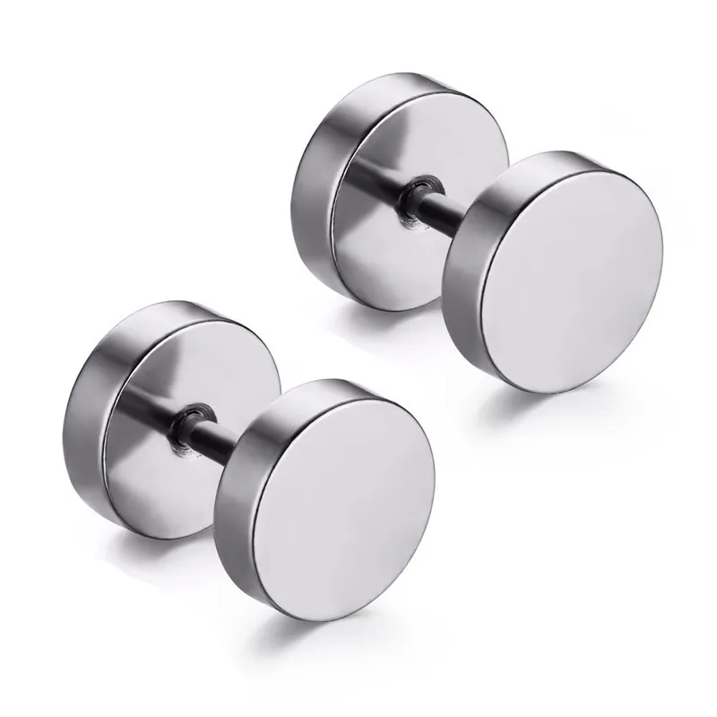 3mm to 8mm Stud Earrings Men Women Faux Gauges Ear Tunnel Stainless Steel Earrings