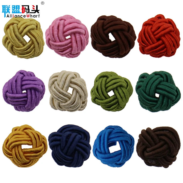100% Polyester Braided Chinese Tassel Accessories Chinese Knot Button Braided Cord Covered Button