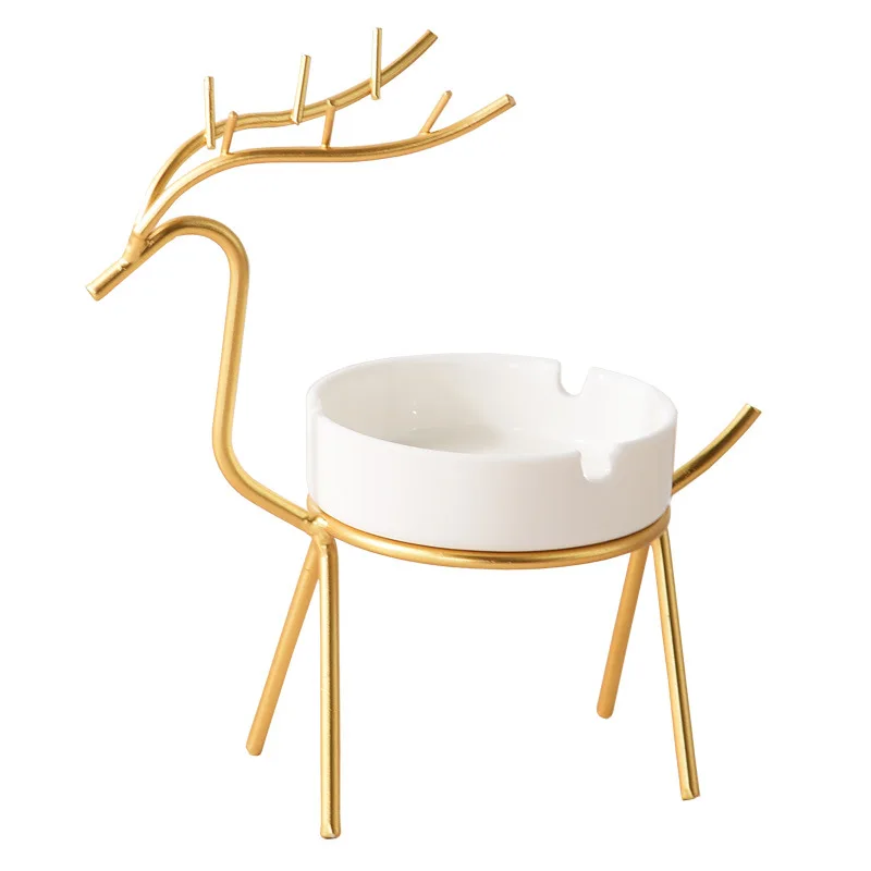 
Nordic Style Ins Light Luxury Gold Cartoon Elk Shape Ashtray Exquisite Ornament Table Top 