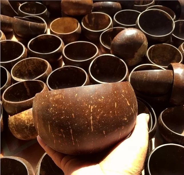 Hot selling organic natural coconut bowl, coconut shell bowl, manual coconut wood bowl