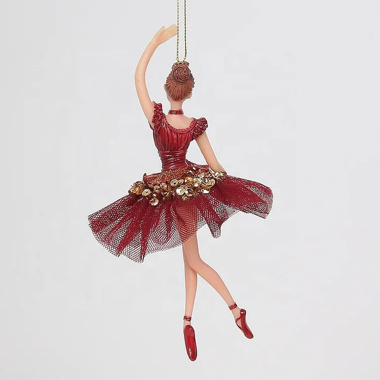 SOTE BR20 Custom Burgundy Mini Ballerina Figurine Decoration 17CM Ballet Girl Plastic Toys Christmas Hanging Ornaments
