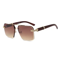 vintage retro Rimless sun glasses custom logo lase sunglasses small frame square rectangle polarized sunglasses men 2022
