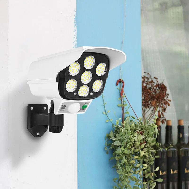 New Solar Wall Light Simulation Monitoring Camera Human Sensor Garden Spotlights