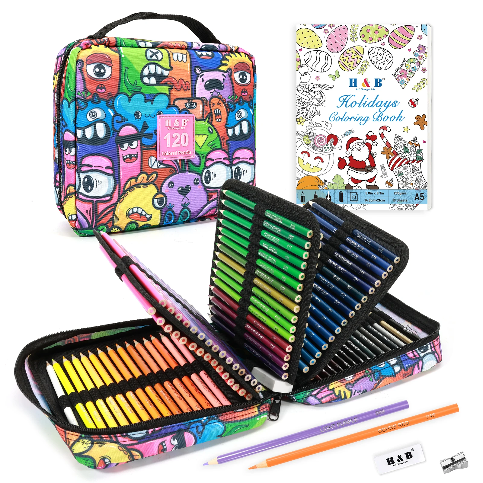 Custom Assorted 72/120 oiled water colors Drawing Sketching Kit Colored Pencils Drawing set Set in Nylon Zipper Bag