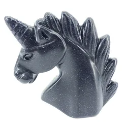 Hand Carved Crystal Blue Gold sand Unicorn Carving Healing Crystal stone For Home Decoration