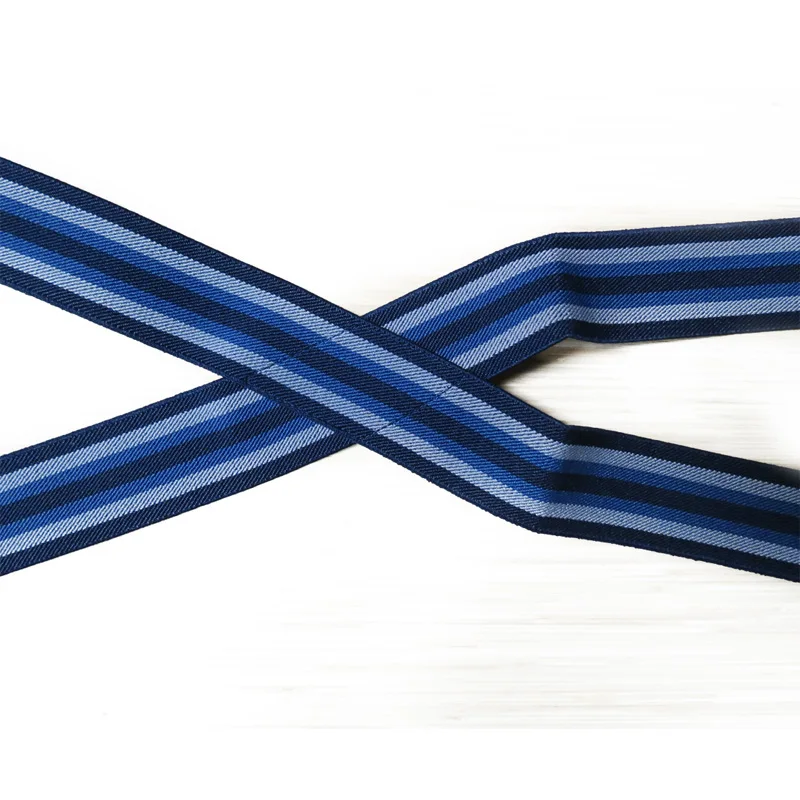 Hot Sale Fashion Adjustable Blue Stripe X Shape 4 Clips on Kids Elastic Suspender Belt for Children