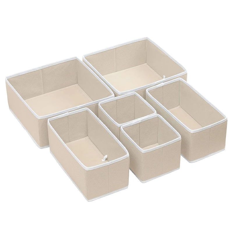 Popular 6pcs Foldable Fabric Storage Drawer Organiser Box Clothes Divider Organizer