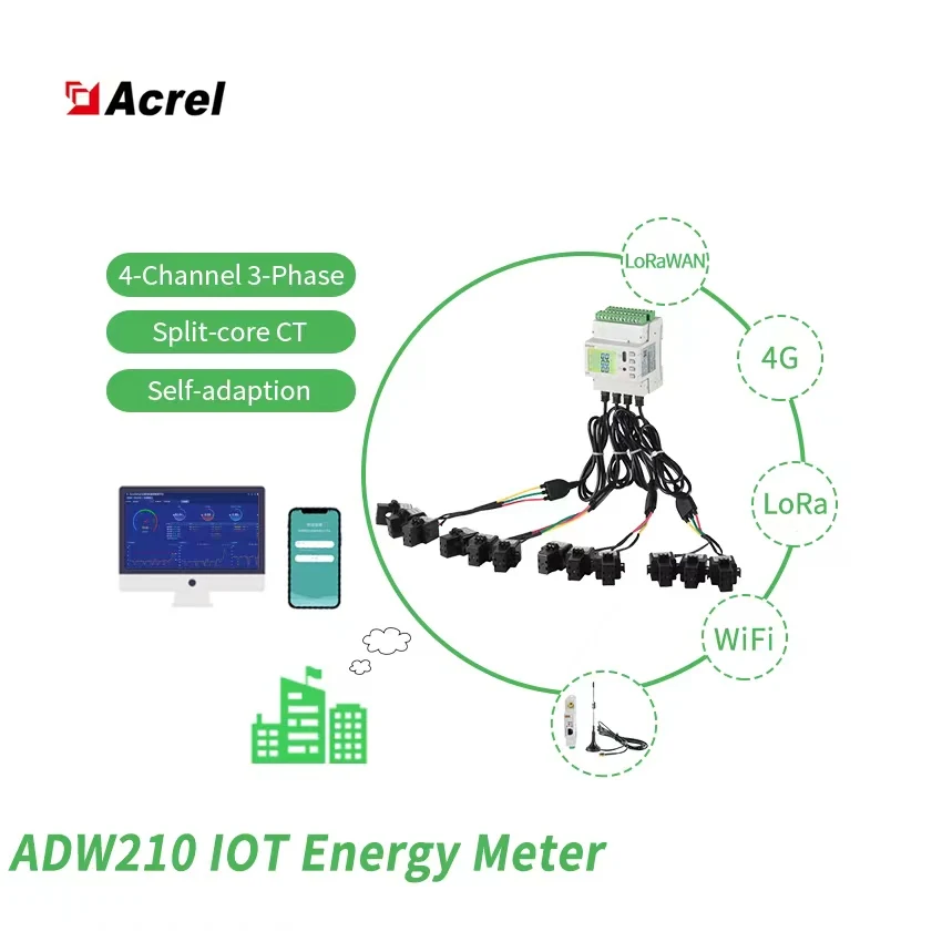 Acrel iot ADW210 24 Circuit Single Phase Multi Channel Energy Meter With 4 Channel 3 Phase Monitor