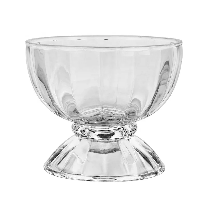 Iced Cream Dessert Bowl 16oz Vintage Glass ware with Heavy Base, Drinking Cup for Sundae, Fruit, Ice Cream, Snack, Condiment