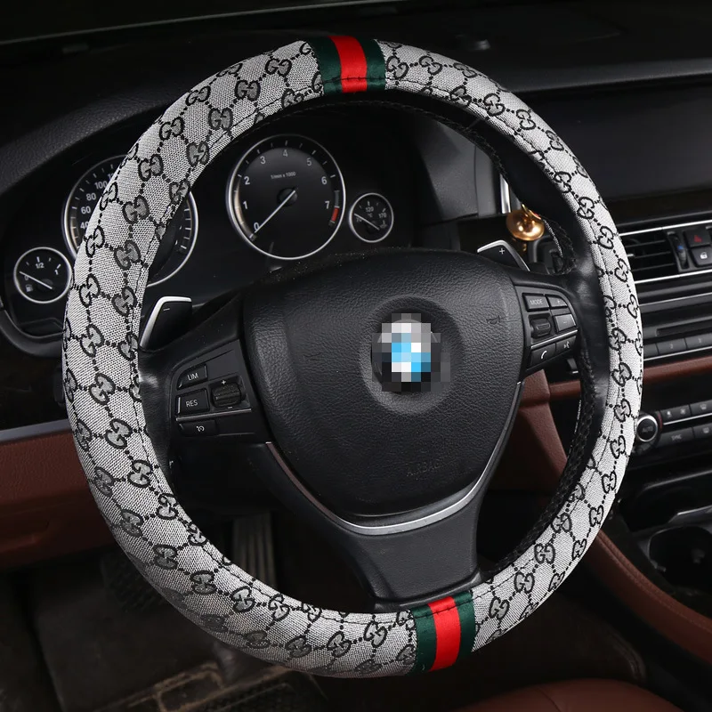 
Car steering wheel cover four seasons universal personality fashion non slip Linen material car accessory  (1600185141947)