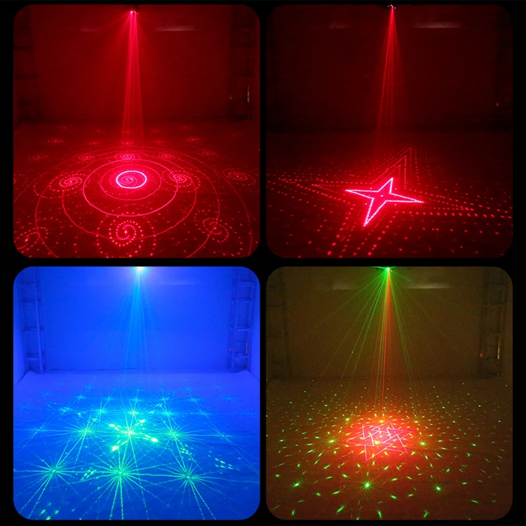 Hot selling 8 holes mini dj laser lights for sale 4 in1 rgb laser stage beam lights sound activated party light