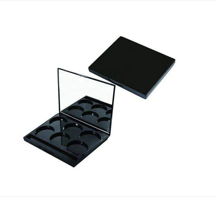 6 colors empty custom compact powder container square shape eyeshadow palette case