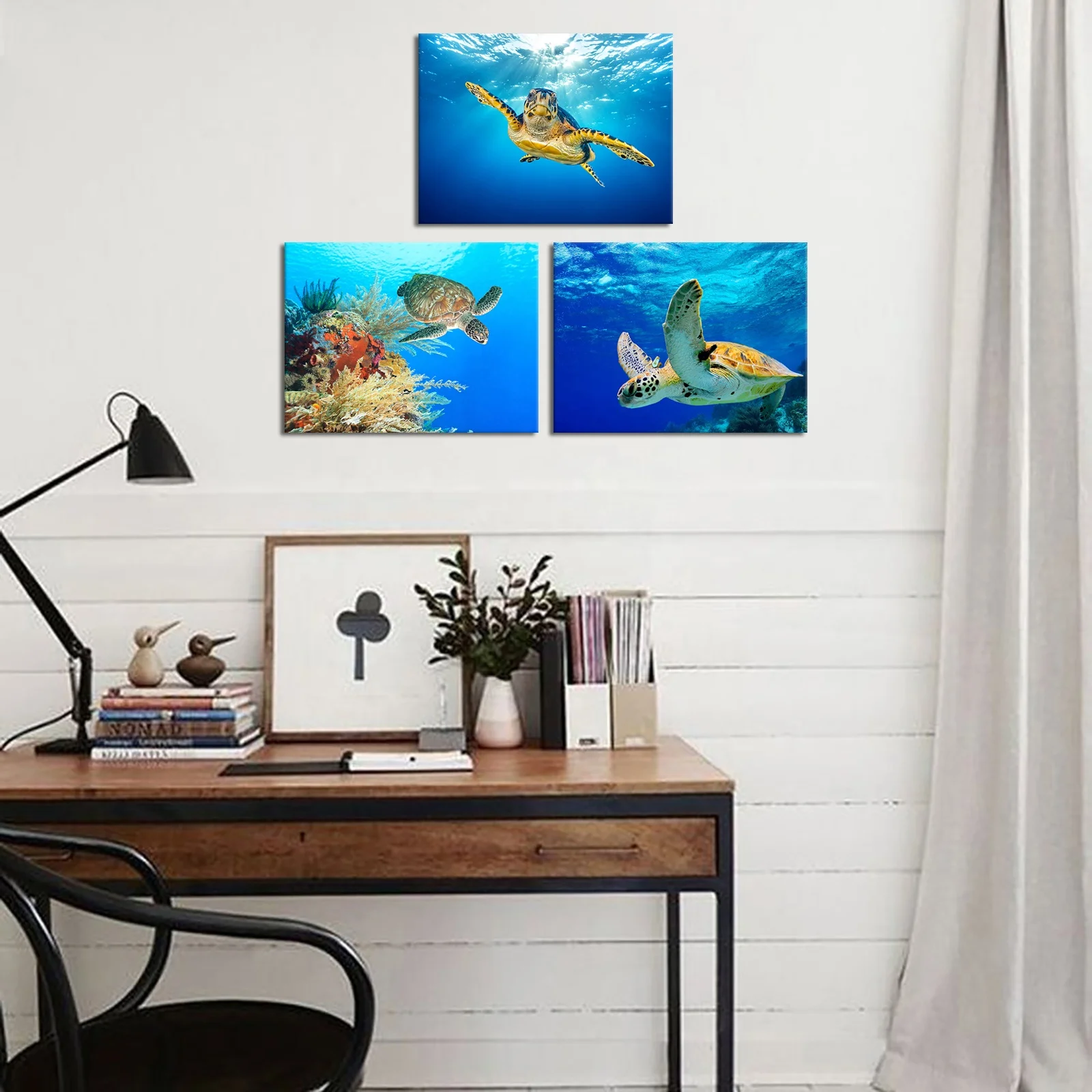 Popular Nordic Ocean Sea Scenery Marine Sea Turtle Seaweed Marine Painting Canvas Print Wall Art