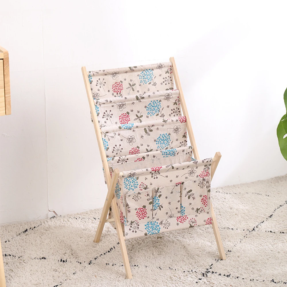 Floor Magazine Stand Display Rack Newspaper Rack Tiered Design-Black Wood Book Rack